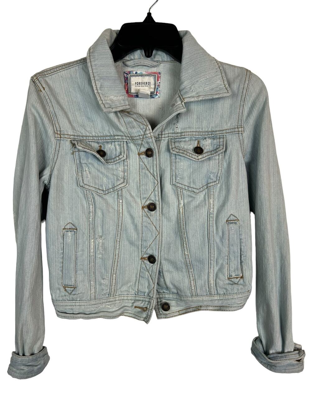 Forever 21 Women’s Jean Jacket S Small Denim Blue Cotton Casual Comfy Basic